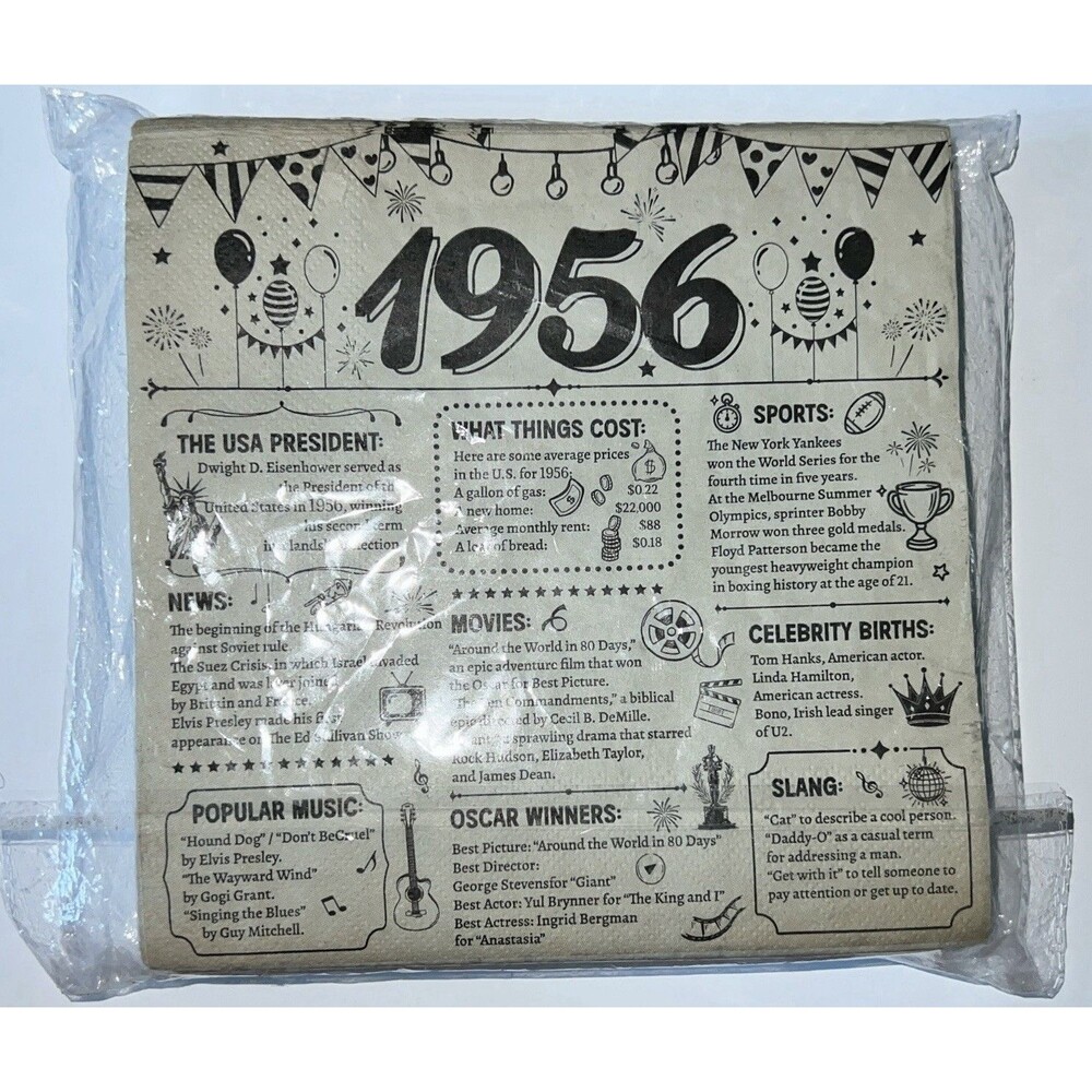 70th Birthday Disposable Napkins Party Decorations 1956 Birthday Supplies